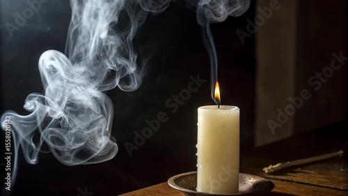 Candle Smoke Trail Window Light Stillness Quiet Interior Glow
