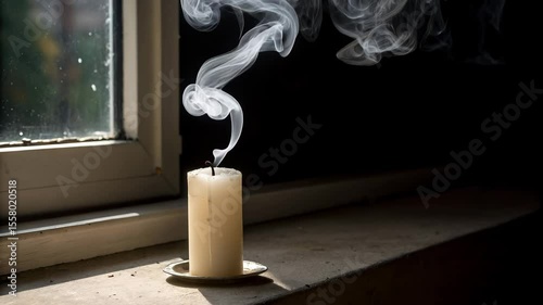 Candle Flame Smoke Trail Dark Atmosphere Shadow Glow Stillness