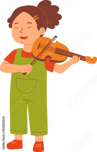 Girl Playing Violin with Passion

