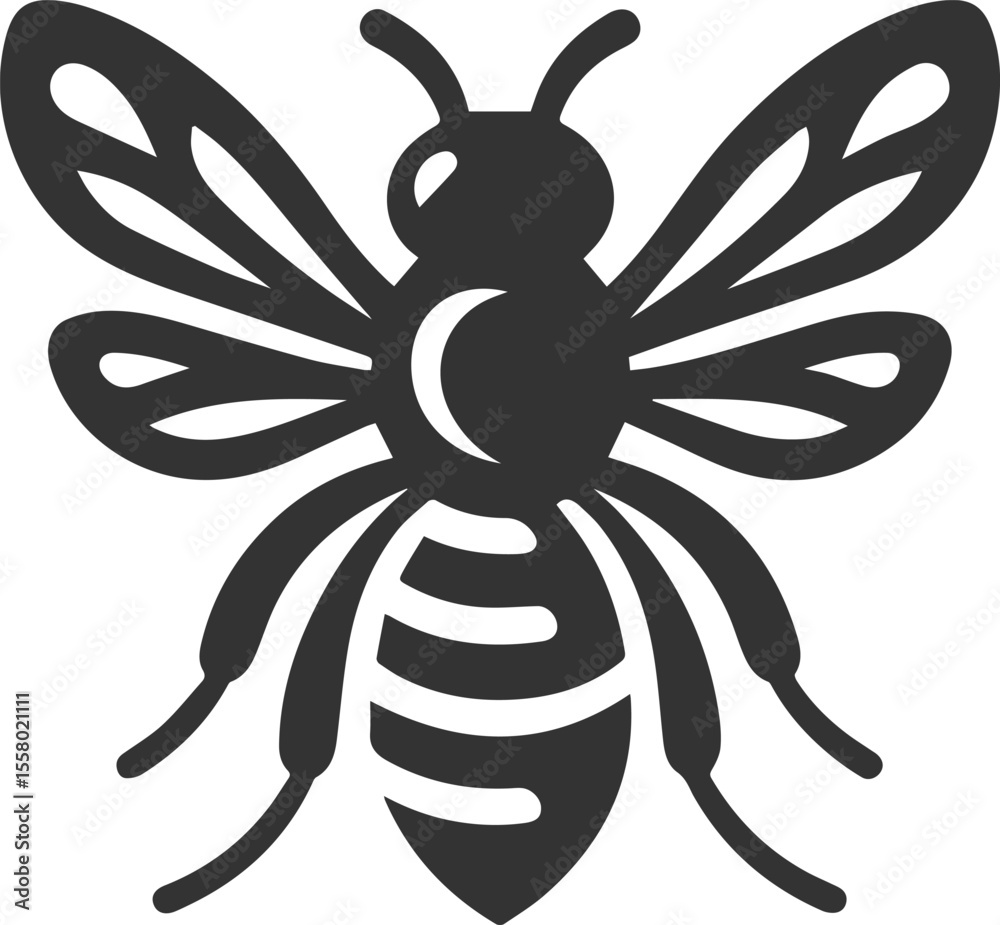 Obraz premium Black bee vector silhouette