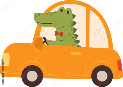 Crocodile Cute Animal Driving Car

