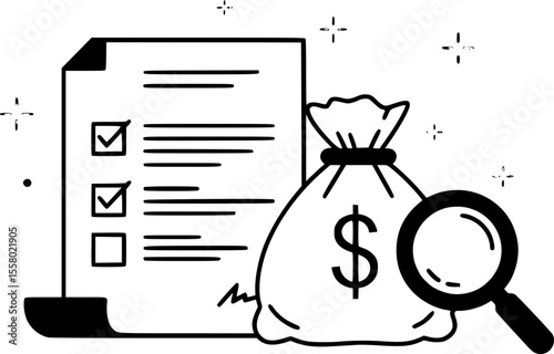 Budget Planning Outline Icon