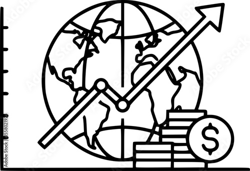  Global Economic Growth Outline Icon