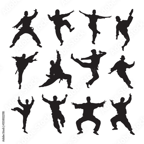 acrobat silhouette set, Black & White silhouette set