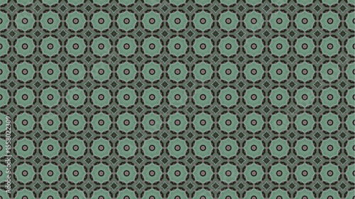 Modern pattern with geometric and floral decorative elements.