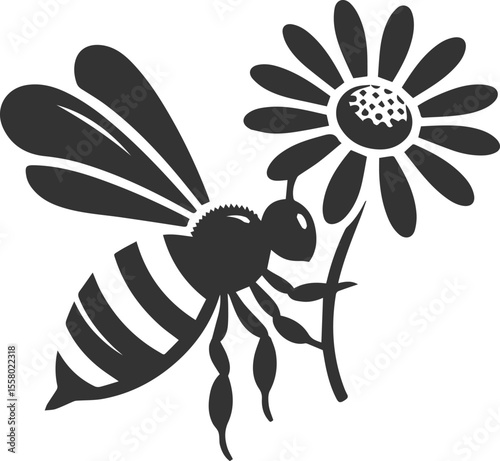 Black bee vector silhouette