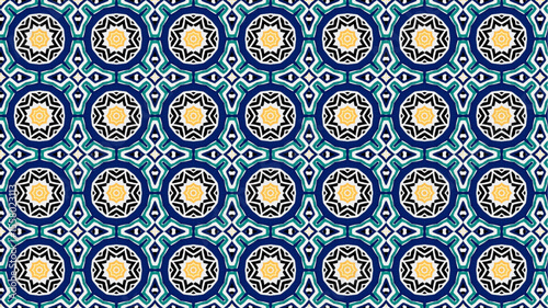 Modern pattern with geometric and floral decorative elements.