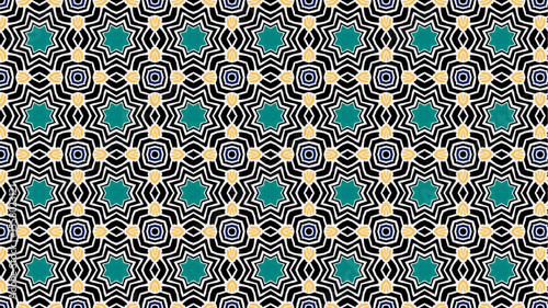 Modern pattern with geometric and floral decorative elements.