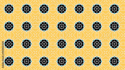 Modern pattern with geometric and floral decorative elements.