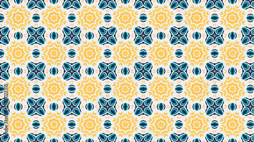 Modern pattern with geometric and floral decorative elements.