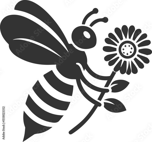 Black bee vector silhouette