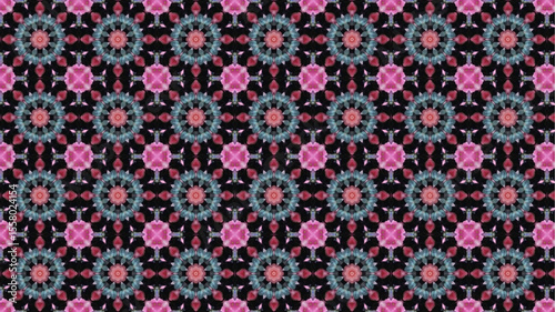 Modern pattern with geometric and floral decorative elements.