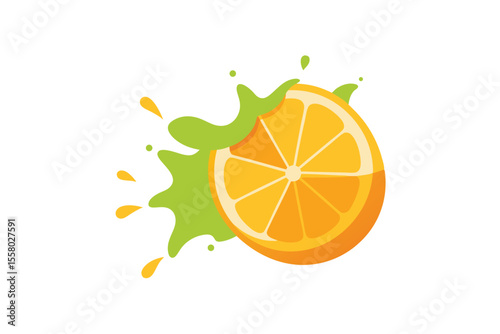 Citrus Slice with Splash Effect Vector Design Orange Lemon Lime