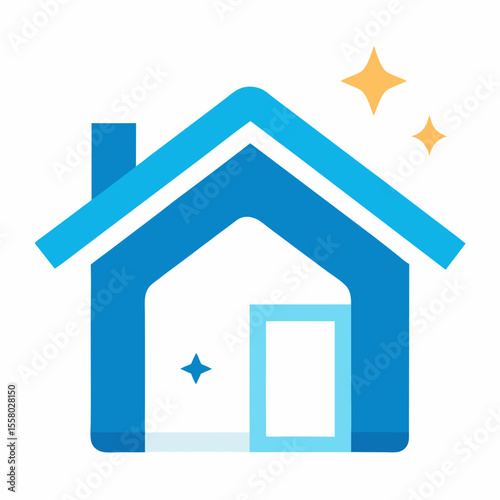 Clean House Icon Vector | Generative AI & Linocut Silhouette Design