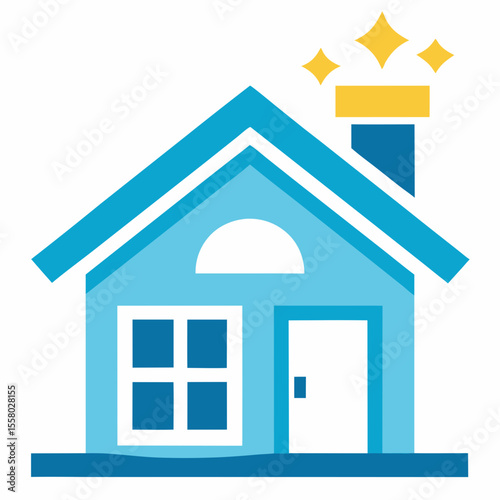 Clean House Icon Vector | Generative AI & Linocut Silhouette Design