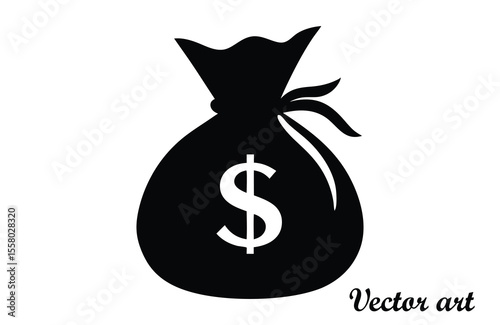 Money bag with dollar sign silhouette, Money bag icon vector illustration on white background