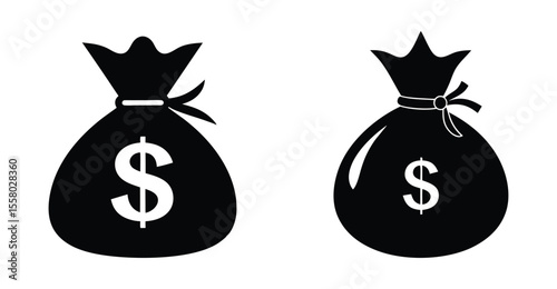 Money bag with dollar sign silhouette, Money bag icon vector illustration on white background