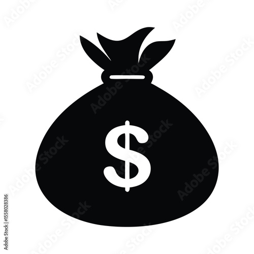 Money bag with dollar sign silhouette, Money bag icon vector illustration on white background