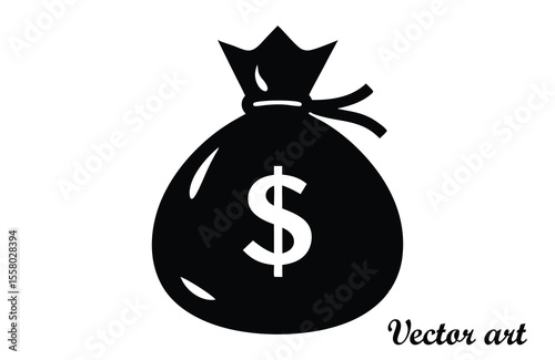Money bag with dollar sign silhouette, Money bag icon vector illustration on white background