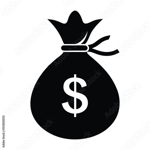 Money bag with dollar sign silhouette, Money bag icon vector illustration on white background