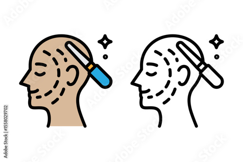 Vector Graphic of line icon of anti-aging serum treatment, cosmetic skin rejuvenation, beauty clinic application icon design concept