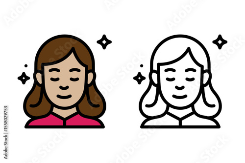 Vector Graphic of line art, a woman's radiant face, perfect for beauty products, wellness blogs, or beauty young girl icon concepts.