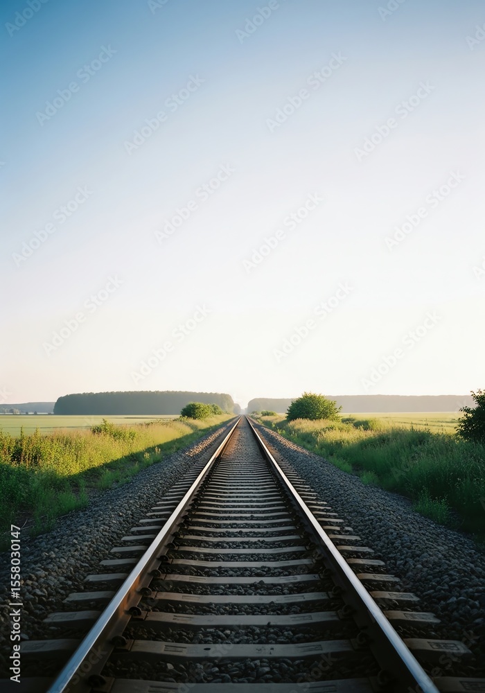 Fototapeta premium Railway tracks vanishing point landscape perspective