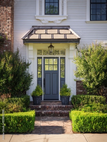 stylish front door of an american house