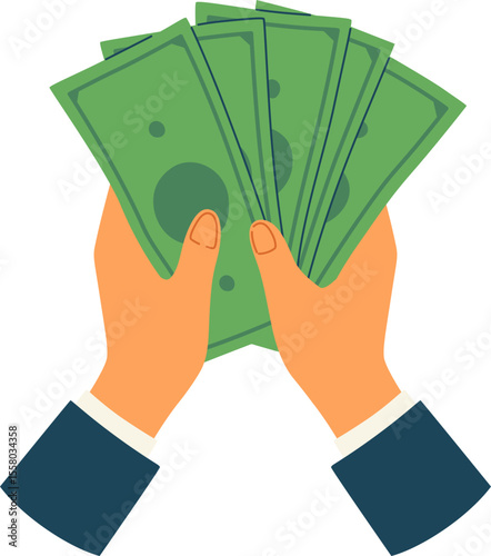 Hand Presenting a Stack of Dollar Bills

