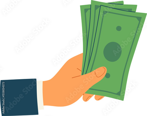 Giving Money Hand Gesture with Dollar Bills


