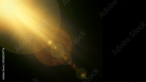 Golden Light Flare Lens Effect Abstract Background Overlay Design Element Photo Editing Shine Glow Bright Sparkle Ray Beams