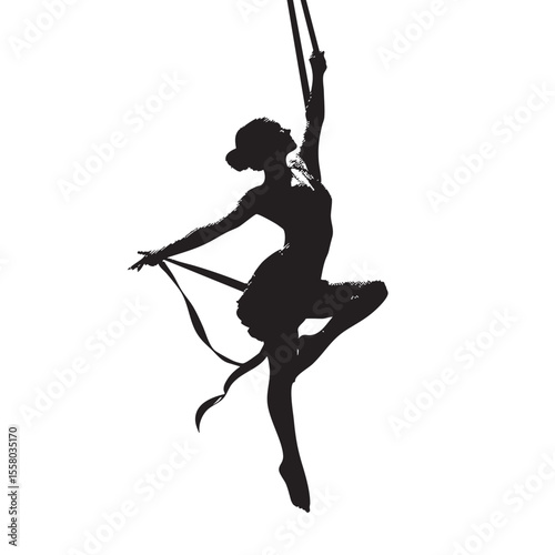 aerialist silhouette set, Black & White silhouette set
