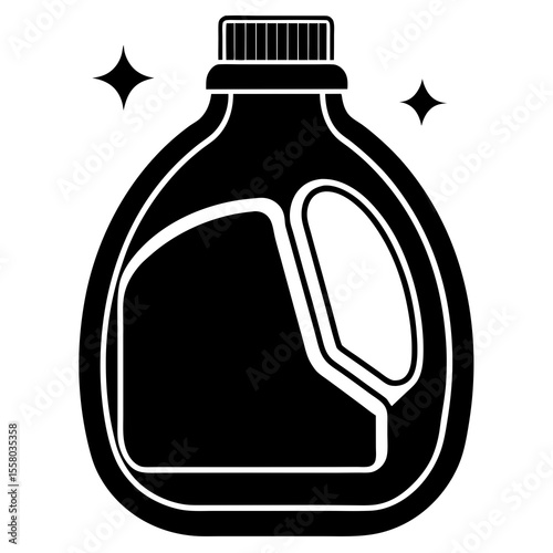 Detergent Bottle Icon Vector – Generative AI and Linocut Silhouette Design

