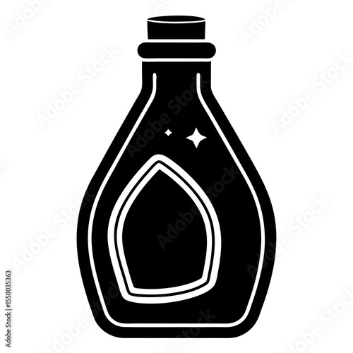 Detergent Bottle Icon Vector – Generative AI and Linocut Silhouette Design

