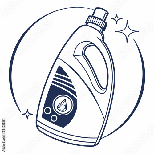 Detergent Bottle Icon Vector – Generative AI and Linocut Silhouette Design

