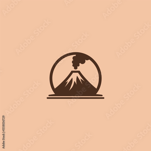 Volcano logo in simple and minimalist illustration style.
