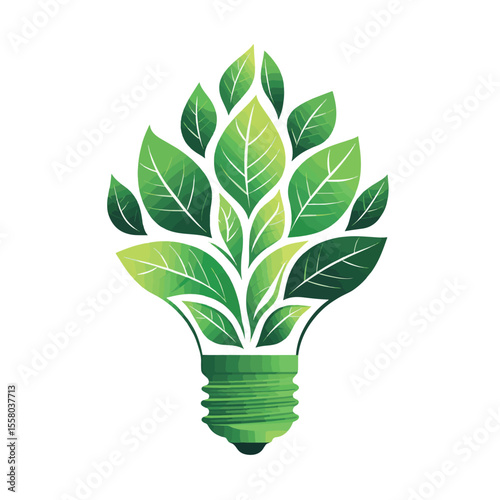 Green energy light bulb logo concept vector template for eco friendly initiatives and sustainable solutions, vector style simple color