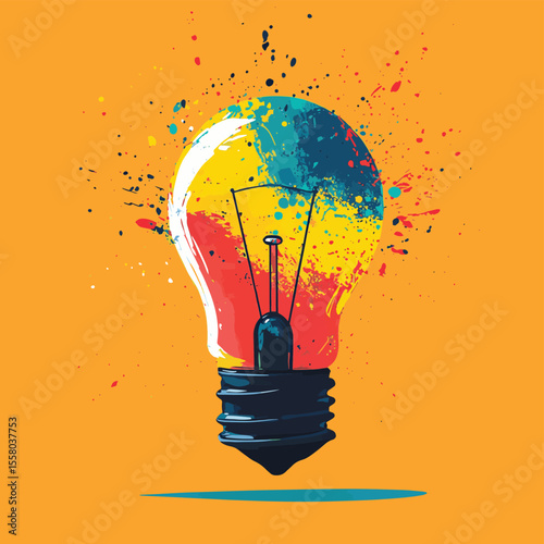 Ideas Vector Spot Illustration, vector style simple color