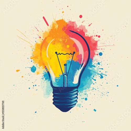 Ideas Vector Spot Illustration, vector style simple color