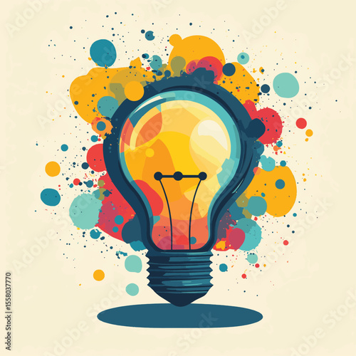 Ideas Vector Spot Illustration, vector style simple color