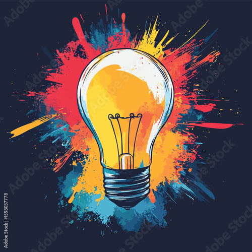 Ideas Vector Spot Illustration, vector style simple color