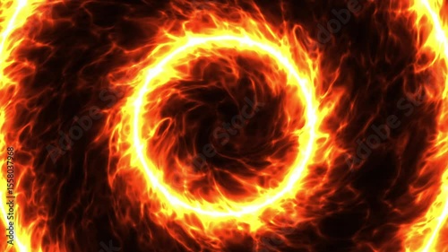 circle ripple of fire on black background. animation of ring fire on wave effect.