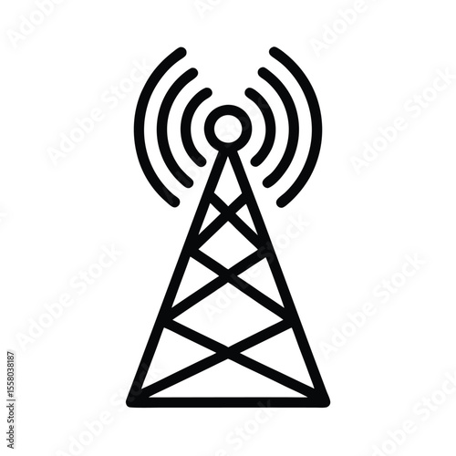 Cellular Tower Icon Outline Vector Illustration
