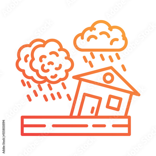 Flooded House Icon