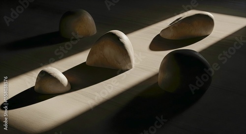 Abstract Stone Sculpture Still Life with Dramatic Lighting