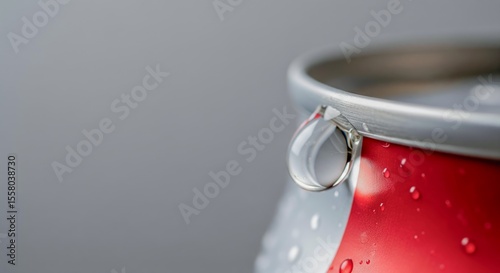 Close-Up of a Wet Can with Dewdrops - Food or Product Still Life with copy space