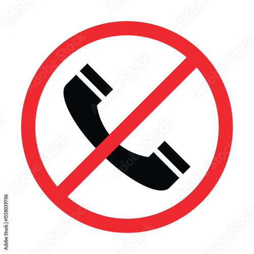 Call Forbidden Vector Sign, No Call sign On White Background, No Handset Icon Isolated Vector Icon. 