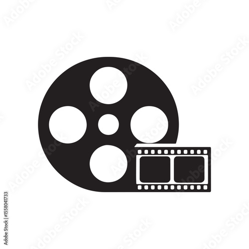 Film Reel and Strip Icon Representing Cinema, Filmmaking, or Video Production, Symbolizing Entertainment, Media, and Visual Storytelling through Motion Pictures