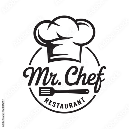 Elegant Mr Chef Restaurant Logo Design Showcasing Culinary Excellence and Exquisite Dining Experience with Stylish Typography and Chef Hat Icon
