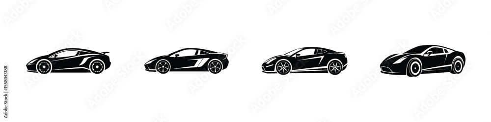 Fototapeta premium Bold portrayal of a sleek sports car leaping forward in profile view Isolated on White Background